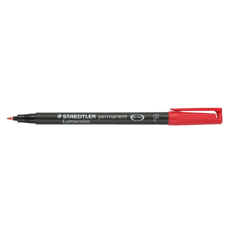 Staedtler Lumocolor 318 Rotulador Permanente - Punta Fina Redonda - Trazo 0.6mm - Capuchon con Clip - Secado Rapido - Color Rojo