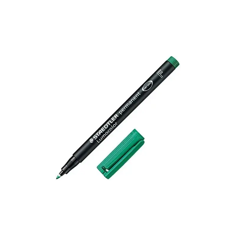 Staedtler Lumocolor 318 Rotulador Permanente - Punta Fina Redonda - Trazo 0.6mm - Capuchon con Clip - Secado Rapido - Color Verd