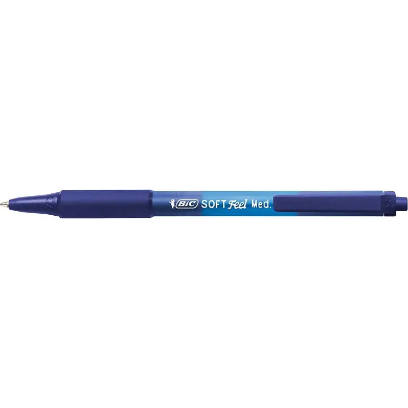 Bic Soft Feel Boligrafo Retractil - Punta Media de 1mm - Cuerpo Translucido con Grip - Color Azul | Ahorro Imprimiendo