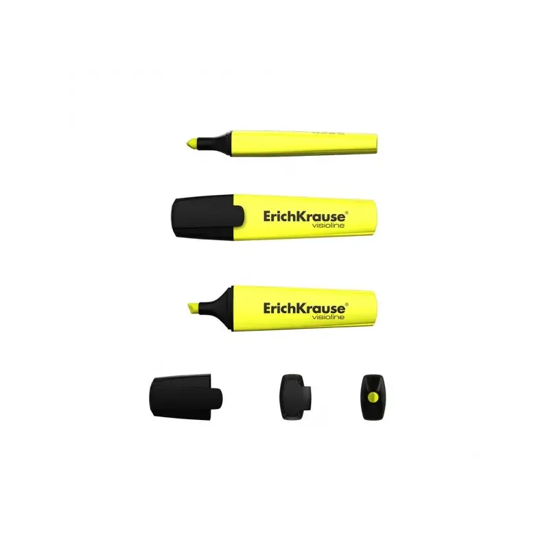 Erichkrause Visioline V-12 Pack de 4 Marcadores Fluorescentes - Punta Biselada - Tinta a Base de Agua - Colores Naranja, Rosa, V