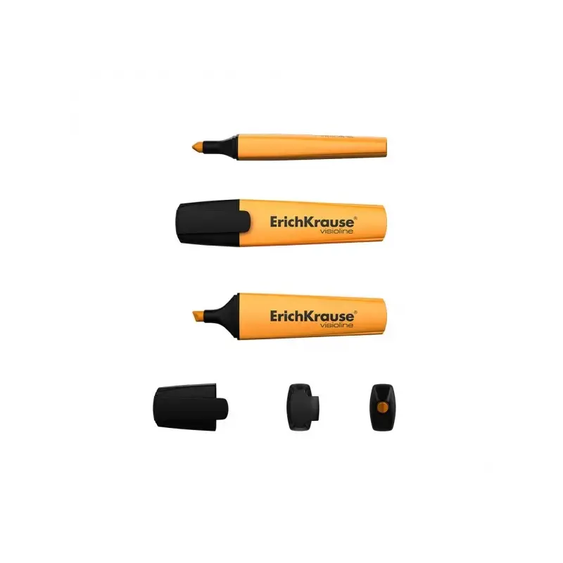 Erichkrause Visioline V-12 Pack de 4 Marcadores Fluorescentes - Punta Biselada - Tinta a Base de Agua - Colores Naranja, Rosa, V