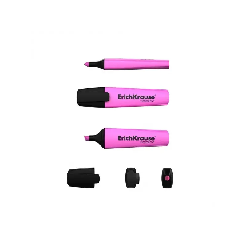 Erichkrause Visioline V-12 Pack de 4 Marcadores Fluorescentes - Punta Biselada - Tinta a Base de Agua - Colores Naranja, Rosa, V