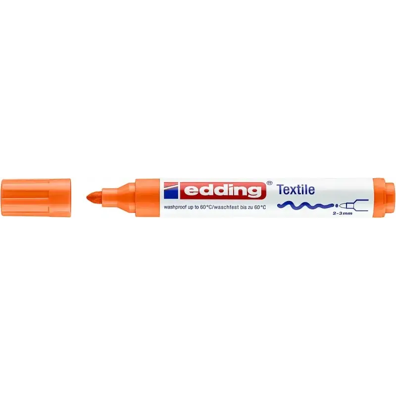 Edding 4500 Rotulador Permanente para Textil - Punta Redonda - Trazo entre 2 y 3mm - Olor Neutro - Secado Rapido - Color Naranja