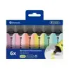 Bismark Long-Life Pack de 6 Marcadores Fluorescentes - Punta Biselada 2 - 5mm Aprox - Tinta Base de Agua - Larga Duracion - Colo
