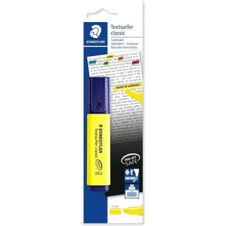 Staedtler Textsurfer Classic 364 Marcador Fluorescente - Punta Biselada 1 - 5mm Aprox - Secado Rapido - Color Amarillo Fluoresce