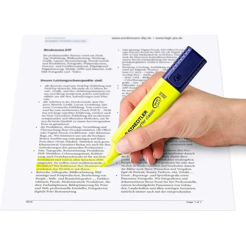 Staedtler Textsurfer Classic 364 Marcador Fluorescente - Punta Biselada 1 - 5mm Aprox - Secado Rapido - Color Amarillo Fluoresce