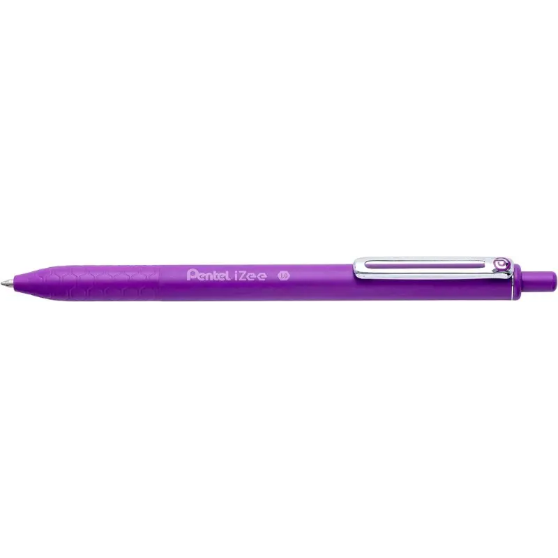 Pentel iZee Boligrafo de Bola Retractil - Punta 0.7mm - Trazo 0.35mm - Clip de Metal - Color Violeta | Ahorro Imprimiendo