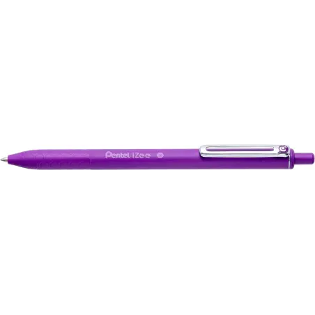 Pentel iZee Boligrafo de Bola Retractil - Punta 0.7mm - Trazo 0.35mm - Clip de Metal - Color Violeta | Ahorro Imprimiendo