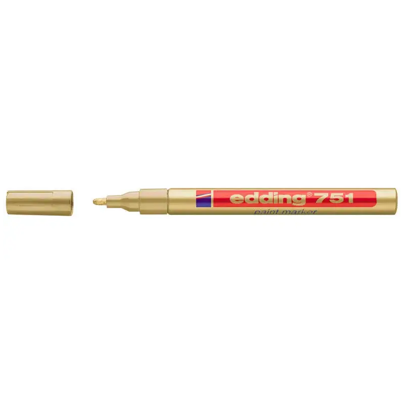 Edding 751 Rotulador Permanente - Punta Redonda - Trazo entre 1 y 2 mm. - Tinta Opaca - Secado Rapido - Color Oro | Ahorro Impri