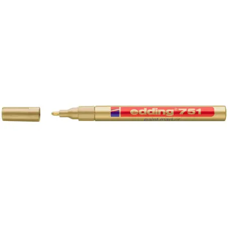 Edding 751 Rotulador Permanente - Punta Redonda - Trazo entre 1 y 2 mm. - Tinta Opaca - Secado Rapido - Color Oro | Ahorro Impri