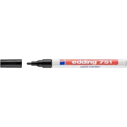 Edding 751 Rotulador Permanente - Punta Redonda - Trazo entre 1 y 2 mm. - Tinta Opaca - Secado Rapido - Color Negro | Ahorro Imp