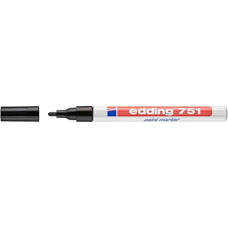 Edding 751 Rotulador Permanente - Punta Redonda - Trazo entre 1 y 2 mm. - Tinta Opaca - Secado Rapido - Color Negro | Ahorro Imp