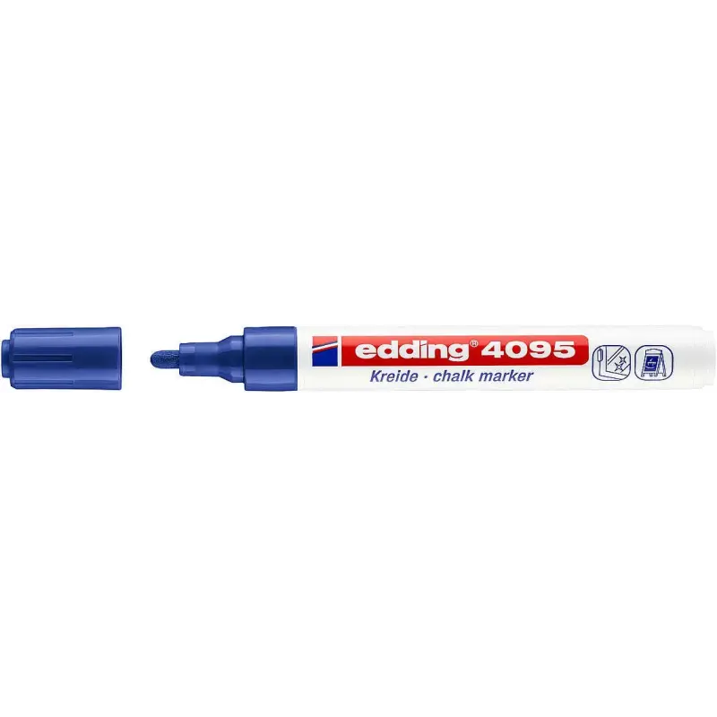 Edding 4095 Rotulador de Tiza Liquida - Punta Redonda - Trazo entre 2 y 3mm - Olor Neutro - Color Azul | Ahorro Imprimiendo