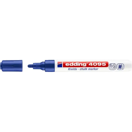 Edding 4095 Rotulador de Tiza Liquida - Punta Redonda - Trazo entre 2 y 3mm - Olor Neutro - Color Azul | Ahorro Imprimiendo