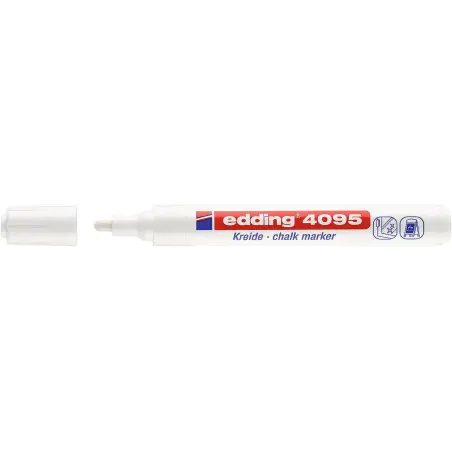 Edding 4095 Rotulador de Tiza Liquida - Punta Redonda - Trazo entre 2 y 3mm - Olor Neutro - Color Blanco | Ahorro Imprimiendo