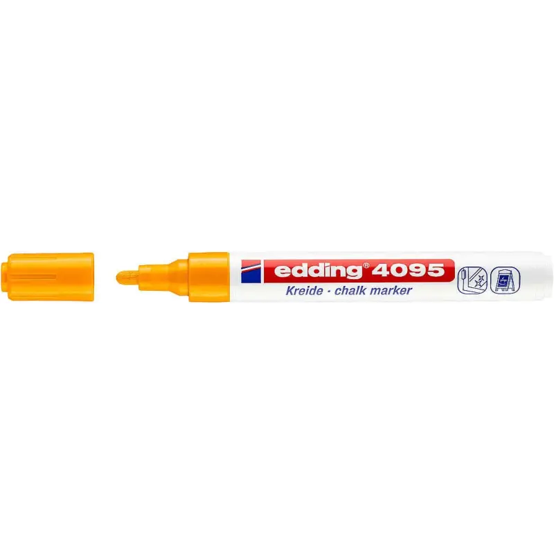 Edding 4095 Rotulador de Tiza Liquida - Punta Redonda - Trazo entre 2 y 3mm - Olor Neutro - Color Naranja Neon | Ahorro Imprimie