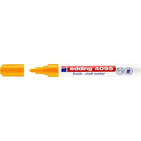 Edding 4095 Rotulador de Tiza Liquida - Punta Redonda - Trazo entre 2 y 3mm - Olor Neutro - Color Naranja Neon | Ahorro Imprimie