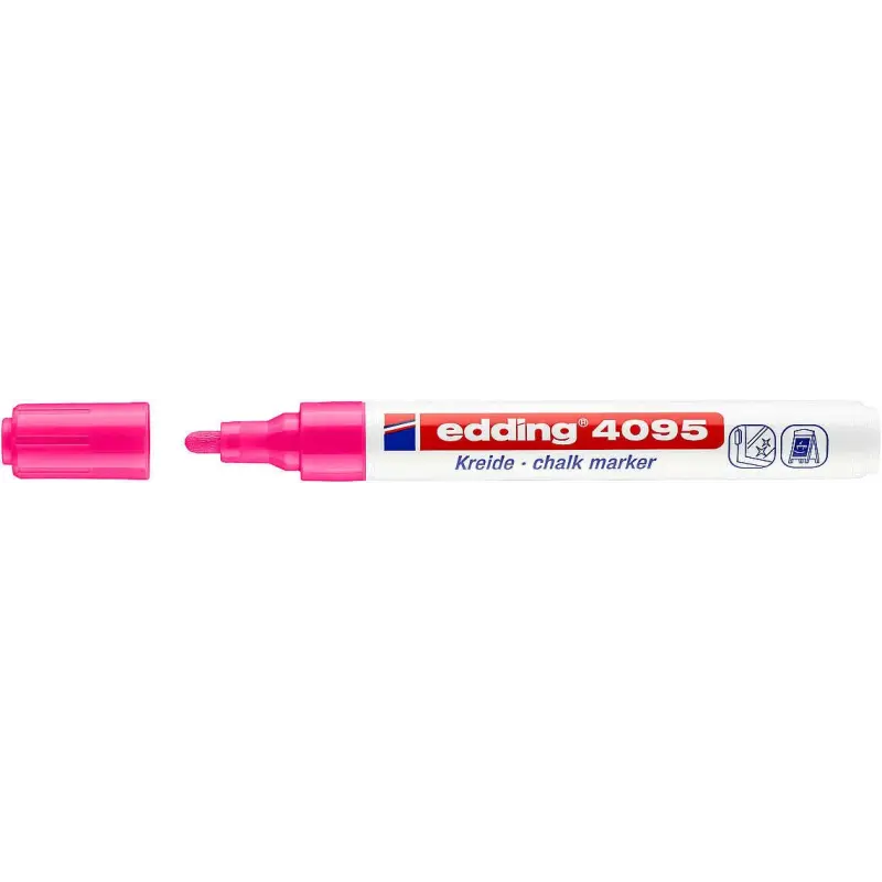 Edding 4095 Rotulador de Tiza Liquida - Punta Redonda - Trazo entre 2 y 3mm - Olor Neutro - Color Rosa Neon | Ahorro Imprimiendo