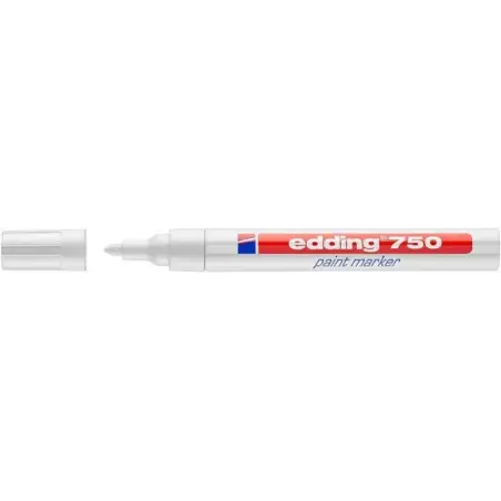 Edding 750 Rotulador Permanente - Punta Redonda - Trazo entre 2 y 4 mm. - Tinta Opaca - Secado Rapido - Color Blanco | Ahorro Im