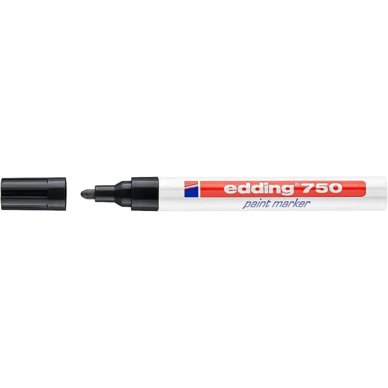 Edding 750 Rotulador Permanente - Punta Redonda - Trazo entre 2 y 4 mm. - Tinta Opaca - Secado Rapido - Color Negro | Ahorro Imp