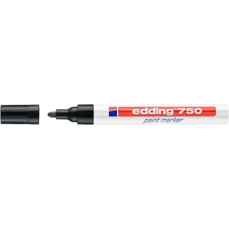 Edding 750 Rotulador Permanente - Punta Redonda - Trazo entre 2 y 4 mm. - Tinta Opaca - Secado Rapido - Color Negro | Ahorro Imp