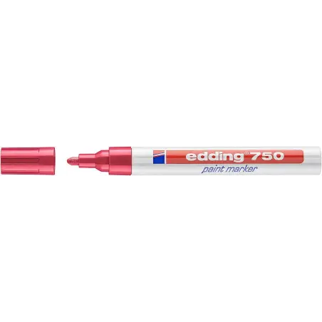 Edding 750 Rotulador Permanente - Punta Redonda - Trazo entre 2 y 4 mm. - Tinta Opaca - Secado Rapido - Color Rojo | Ahorro Impr
