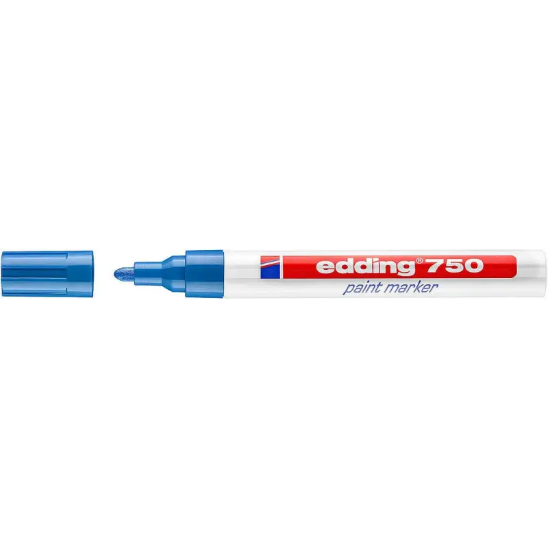 Edding 750 Rotulador Permanente - Punta Redonda - Trazo entre 2 y 4 mm. - Tinta Opaca - Secado Rapido - Color Azul | Ahorro Impr