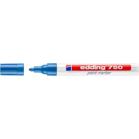 Edding 750 Rotulador Permanente - Punta Redonda - Trazo entre 2 y 4 mm. - Tinta Opaca - Secado Rapido - Color Azul | Ahorro Impr