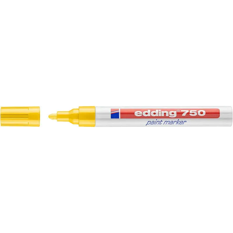 Edding 750 Rotulador Permanente - Punta Redonda - Trazo entre 2 y 4 mm. - Tinta Opaca - Secado Rapido - Color Amarillo | Ahorro