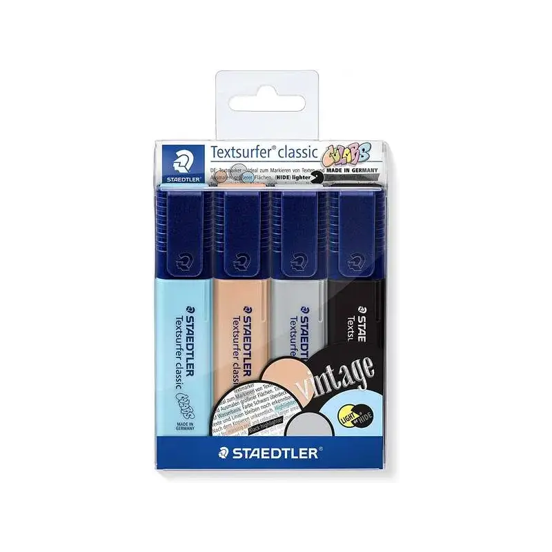 Staedtler Textsurfer Classic 364 Pack de 4 Marcadores Fluorescentes - Secado Rapido - Trazo 1 - 5mm Aprox - Colores Surtidos | A