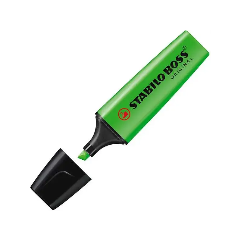 Stabilo Boss 70 Pack de 4 Marcadores Fluorescentes - Trazo entre 2 y 5mm - Recargable - Tinta con Base de Agua - Color Verde | A
