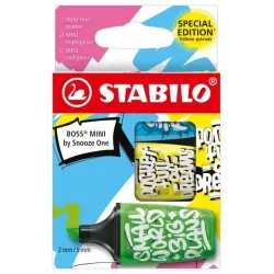 Stabilo Boss Mini by Snooze One Pack de 3 Mini Marcadores Fluorescentes - Trazo entre 2 y 5mm - Tinta con Base de Agua - Antisec