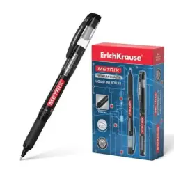 Erichkrause Metrix Boligrafo Tinta Gel - Punta 0.5mm - Agarre de Goma - Capuchon con Clip - Secado Rapido - Color Negro | Ahorro