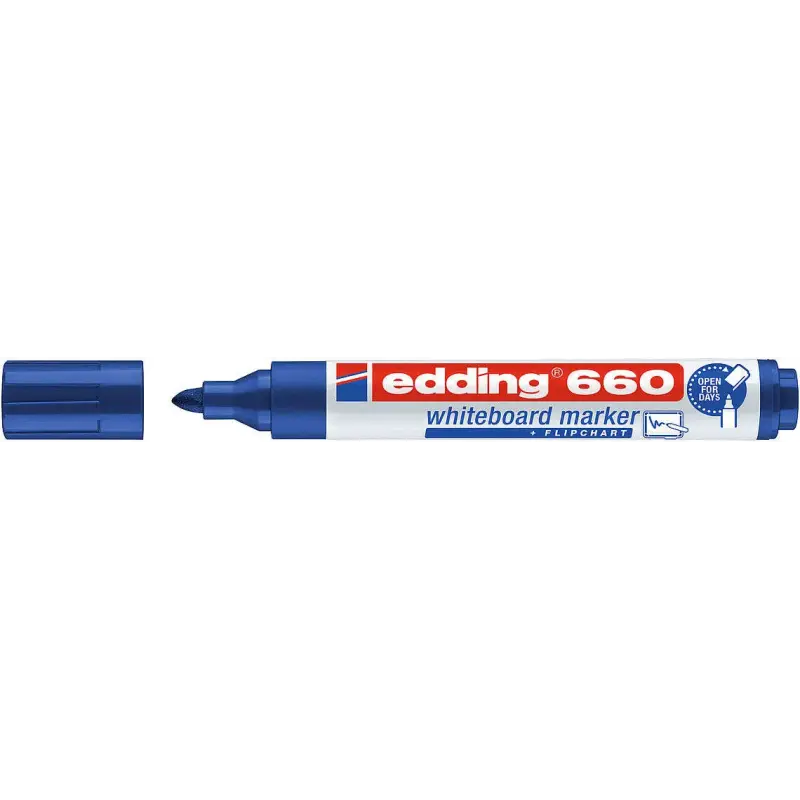 Edding 660 Pack de 4 Rotuladores para Pizarra Blanca - Punta Redonda - Trazo entre 1.5 y 3mm - Recargable - Secado Rapido - Colo