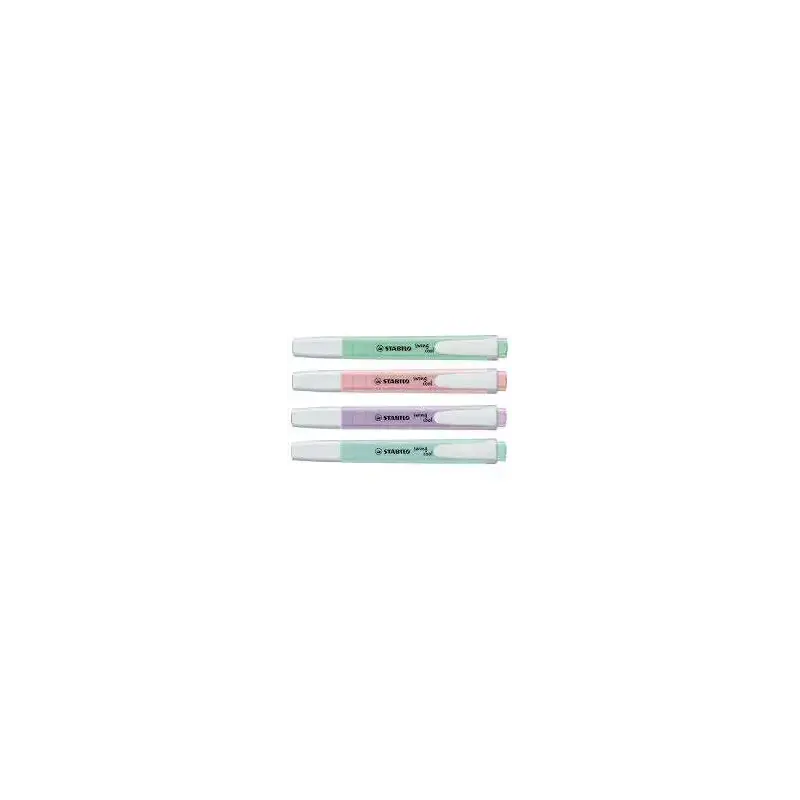 Stabilo Swing Cool Pastel Pack de 4 Marcadores Fluorescentes - Cuerpo Plano - Punta Biselada - Trazo entre 1 y 4mm - Tinta con B