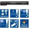 Staedtler Lumocolor 352 Pack de 4 Marcadores Permanentes - Secado Rapido - Practico Estuche de Sobremesa - Colores Rojo, Azul, V