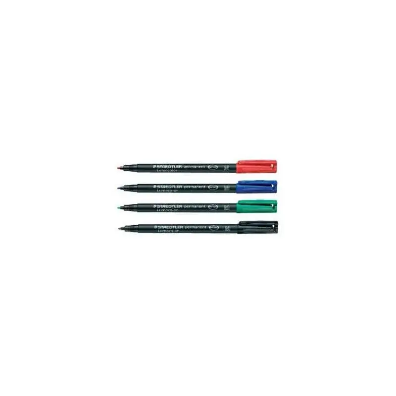 Staedtler Lumocolor 318 Pack de 4 Rotuladores Permanentes - Punta Fina Redonda - Trazo 0.6mm - Capuchon con Clip - Secado Rapido