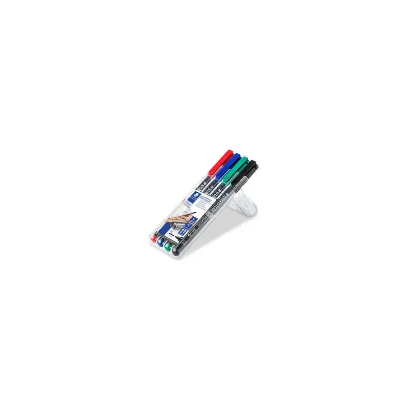 Staedtler Lumocolor 318 Pack de 4 Rotuladores Permanentes - Punta Fina Redonda - Trazo 0.6mm - Capuchon con Clip - Secado Rapido