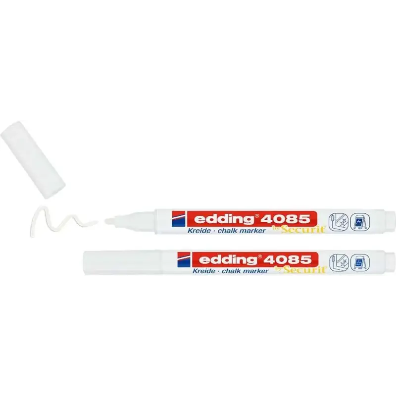 Edding 4085 Pack de 2 Rotuladores de Tiza Liquida - Punta Redonda - Trazo 1-3mm - Olor Neutro - Color Blanco | Ahorro Imprimiend