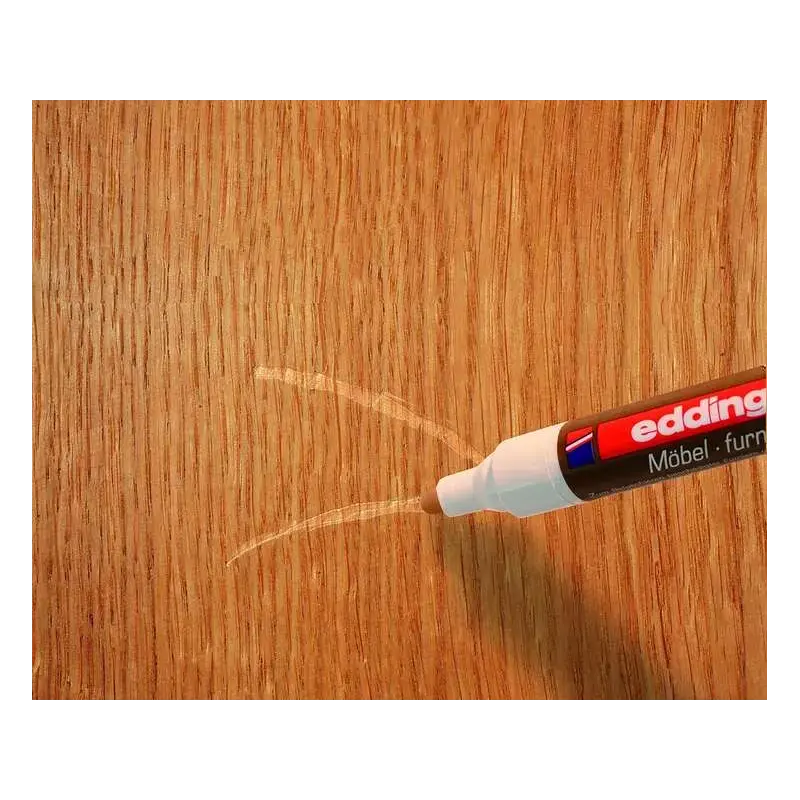 Edding 8900 Rotulador Permanente para Muebles - Punta Redonda 1.5-2mm - Resistente a la Luz - Secado Rapido - Color Nogal Claro
