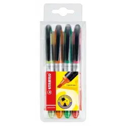 Stabilo Navigator Pack de 4 Marcadores Fluorescentes - Zona de Agarre - Diseño Delgado - Practico Clip para Llevar - Trazo entre