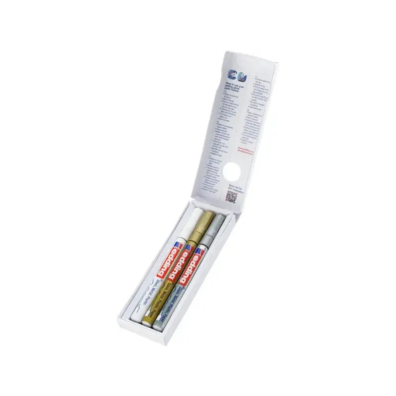 Edding 780 Pack de 3 Rotuladores Permanentes de Tinta Opaca - Punta Redonda - Trazo 0.8mm - Puntas de Recambio Disponibles - Sec
