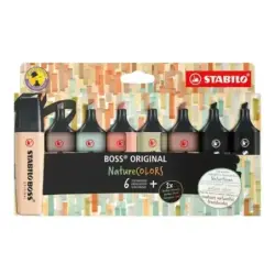 Stabilo Boss Naturecolors Pack de 8 Marcadores - Trazo entre 2 y 5mm - Tinta con Base de Agua - Colores Siena, Beige, Ocre Oscur