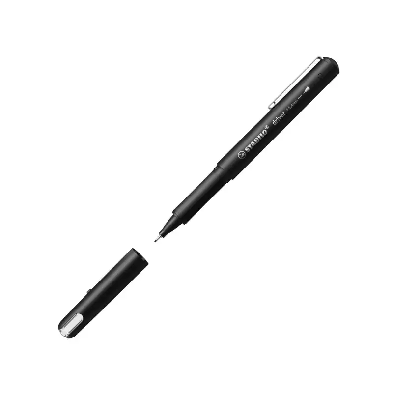 Stabilo Dr!ver Pack de 4 Rotuladores de Punta Fina 0.4mm - Tinta a Prueba de Manchas, Inodora y con Base al Agua - Fabricado con