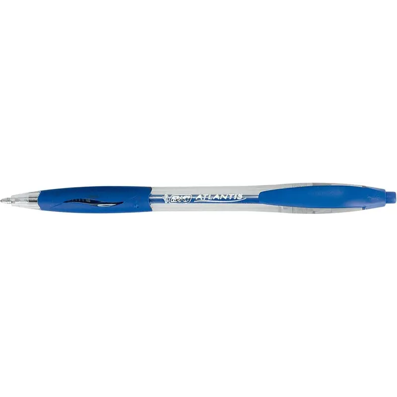 Bic Atlantis Classic Boligrafo Retractil - Punta de 1mm - Cuerpo Transparente con Grip - Color Azul | Ahorro Imprimiendo
