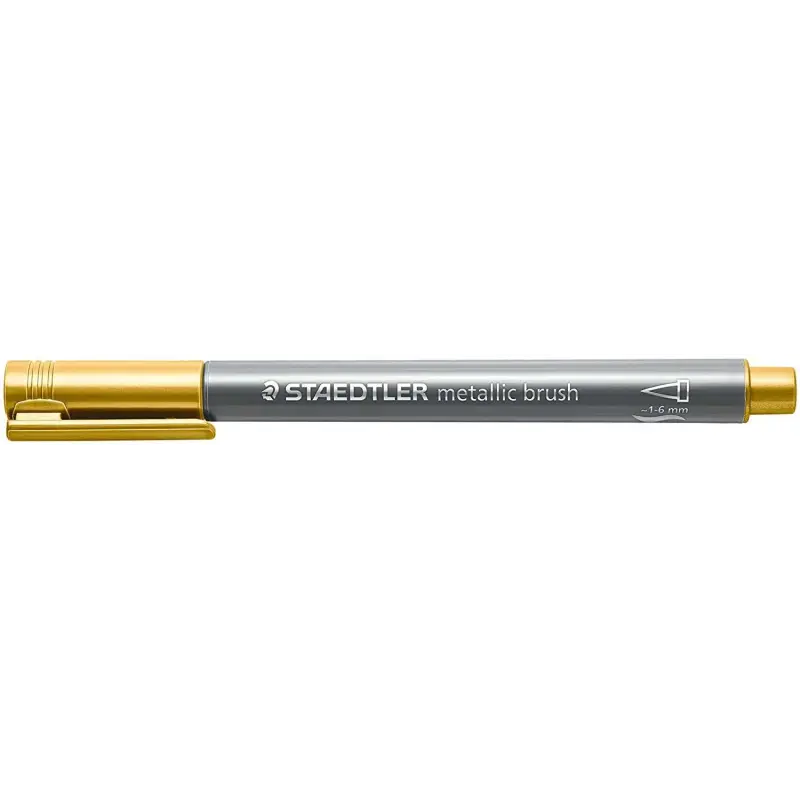 Staedtler Metallic Brush Pack de 7 Rotuladores Punta de Pincel - Tinta Base de Agua - Trazo 1 - 6mm Aprox - Colores Surtidos | A