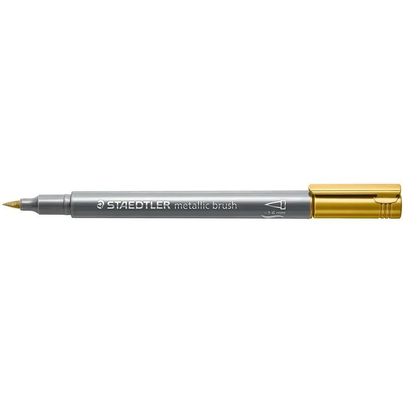 Staedtler Metallic Brush Pack de 7 Rotuladores Punta de Pincel - Tinta Base de Agua - Trazo 1 - 6mm Aprox - Colores Surtidos | A