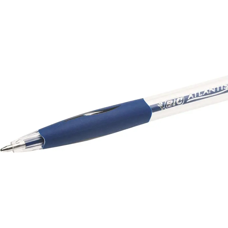 Bic Atlantis Classic Boligrafo Retractil - Punta de 1mm - Cuerpo Transparente con Grip - Color Azul | Ahorro Imprimiendo