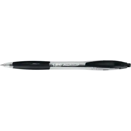 Bic Atlantis Classic Boligrafo Retractil - Punta de 1mm - Cuerpo Transparente con Grip - Color Negro | Ahorro Imprimiendo