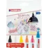 Edding 95 Pack de 6 Rotuladores para Cristal - Punta Redonda - Trazo 1.5-3mm - Colores Blanco, Amarillo, Negro, Naranja, Rosa y